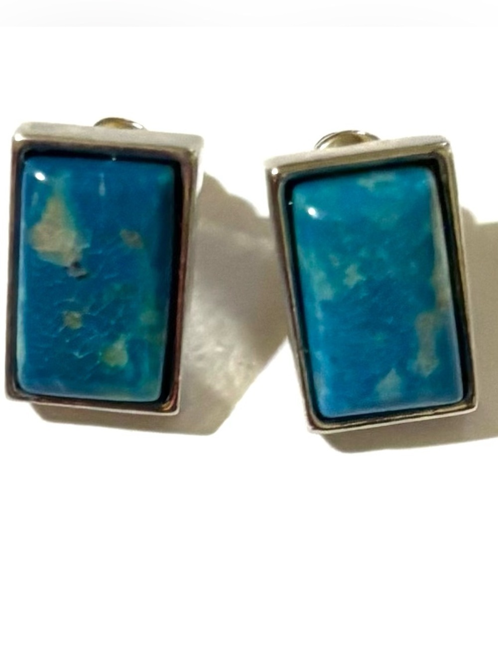 Fashion Jewelry Blue Rectangular Stone Stud Earrings